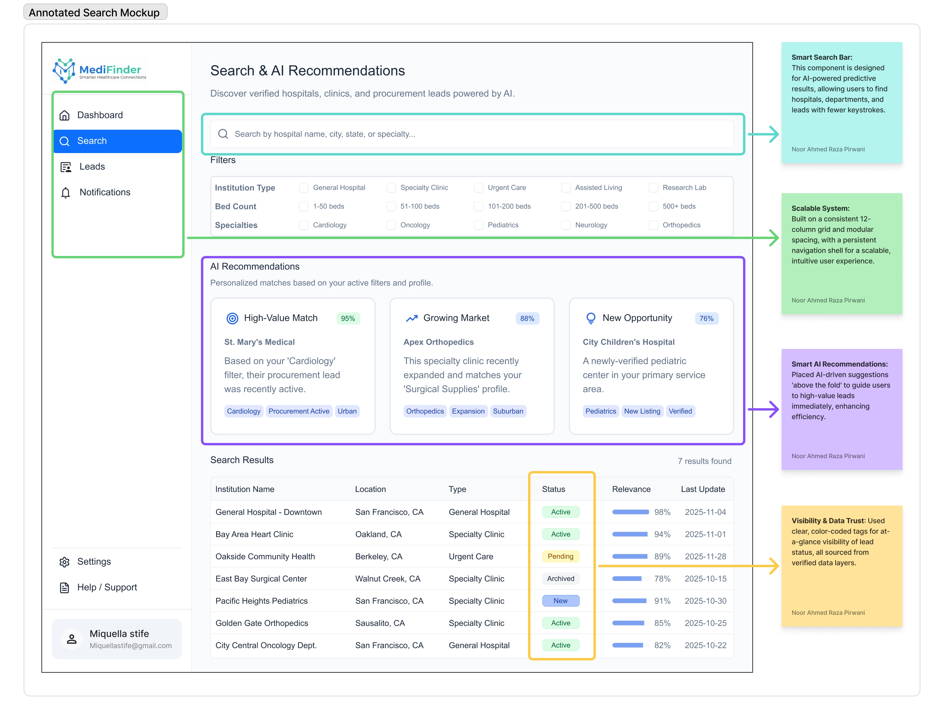Annotated Search Mockup