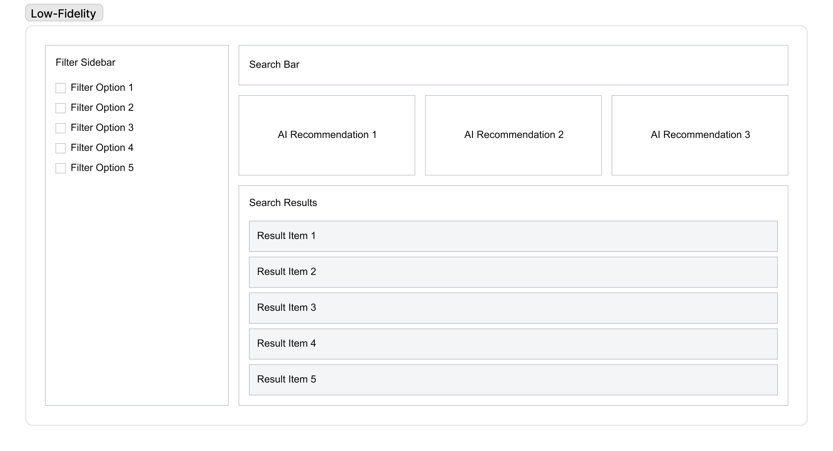 Low-Fidelity Search Wireframe